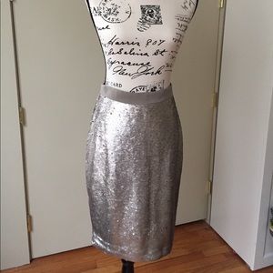 Banana Republic NWT Silver Sequin Pencil Skirt 4P